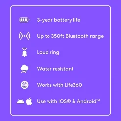 Life360 Tile Essentials Pack Bluetooth Tracker, Black, 4/Pack (RE-64014)