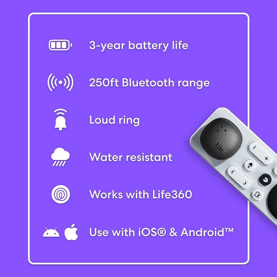 Life360 Tile Sticker Bluetooth Tracker, Black (RE-63011)