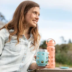 Lifefactory Glass Water Bottle, 22 oz., Cantaloupe (LIFLG4321MCA4)