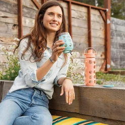 Lifefactory Glass Water Bottle, 22 oz., Cantaloupe (LIFLG4321MCA4)