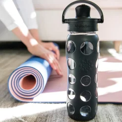 Lifefactory Glass Water Bottle, 22 oz., Carbon (LIFLG4321MCN4)