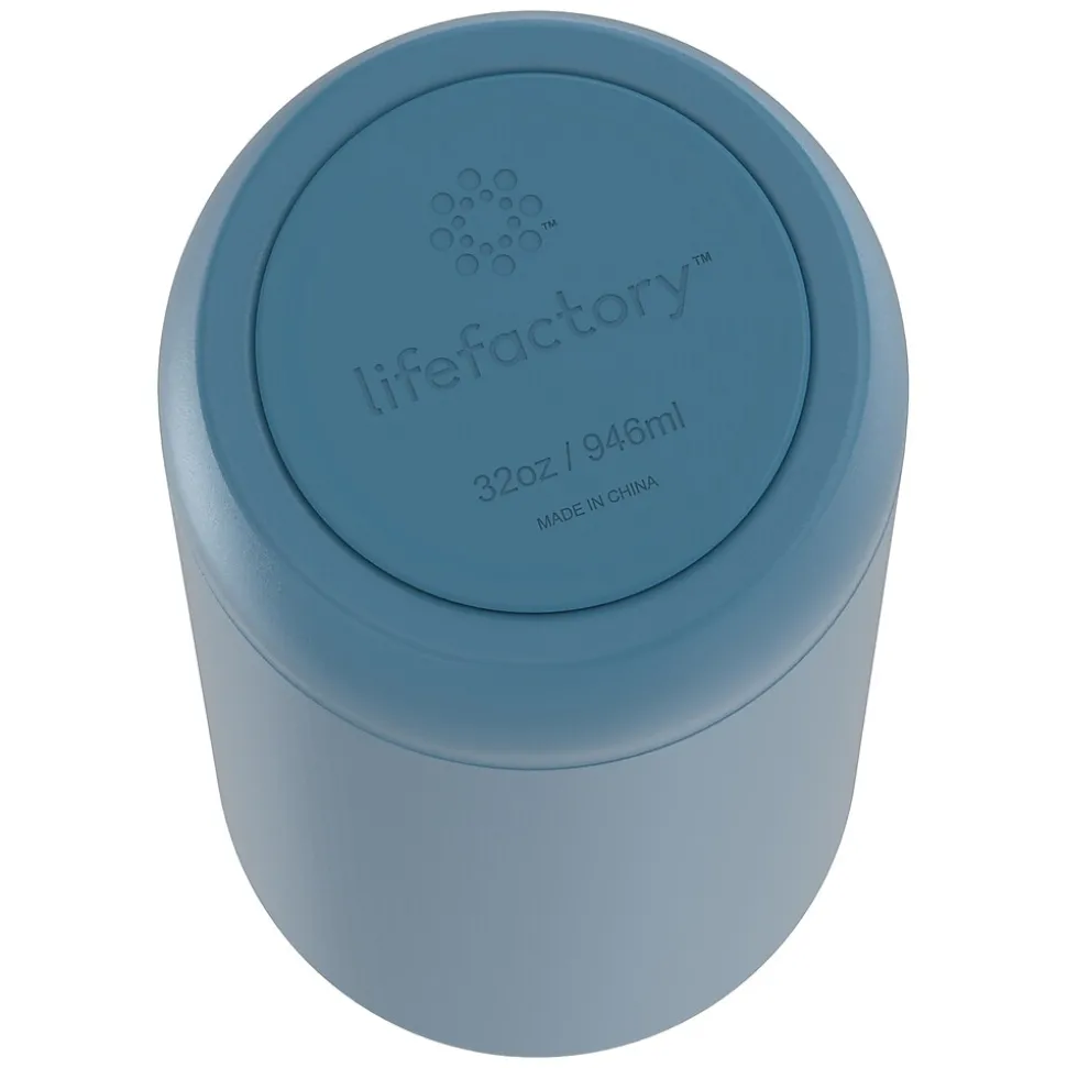 Lifefactory Stainless Steel Double Wall Insulated Water Bottle, 32 oz., Dark Denim (LIFLS365MDD4)