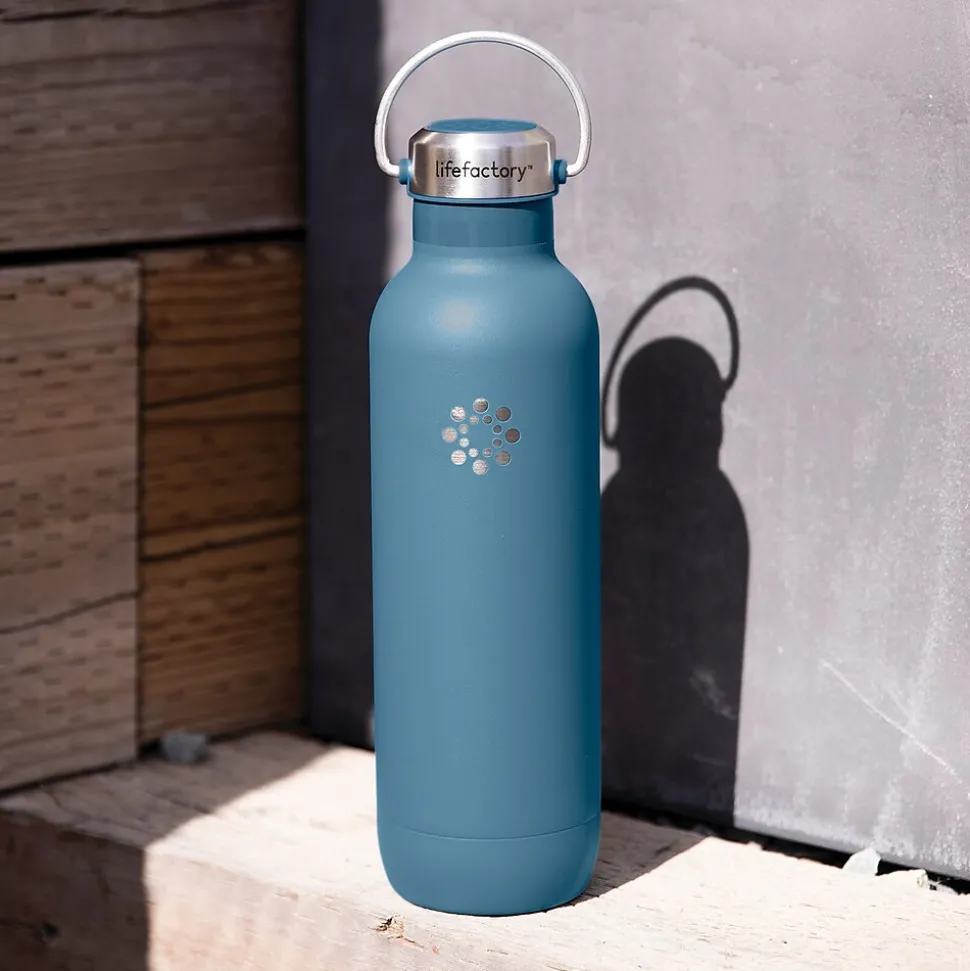 Lifefactory Stainless Steel Double Wall Insulated Water Bottle, 32 oz., Dark Denim (LIFLS365MDD4)