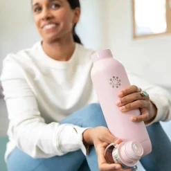 Lifefactory Stainless Steel Double Wall Insulated Water Bottle, 32 oz., Desert Rose (LIFLS365MDR4)