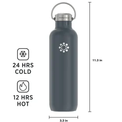 Lifefactory Stainless Steel Double Wall Insulated Water Bottle, 32 oz., Carbon (LIFLS365MCN4)