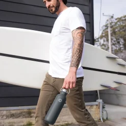 Lifefactory Stainless Steel Double Wall Insulated Water Bottle, 32 oz., Carbon (LIFLS365MCN4)