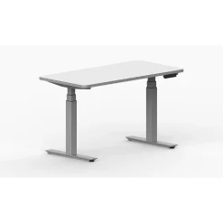 LifeFlo Ergonomics Height Adjustable Desk, 48" W x 24" D x 1 1/8" Thick, White (LFO-4824-E2-WH)