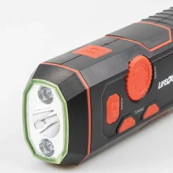 LIFE+GEAR 120-Lumen Stormproof USB Crank Flashlight & Radio (LG38-60675-RED)
