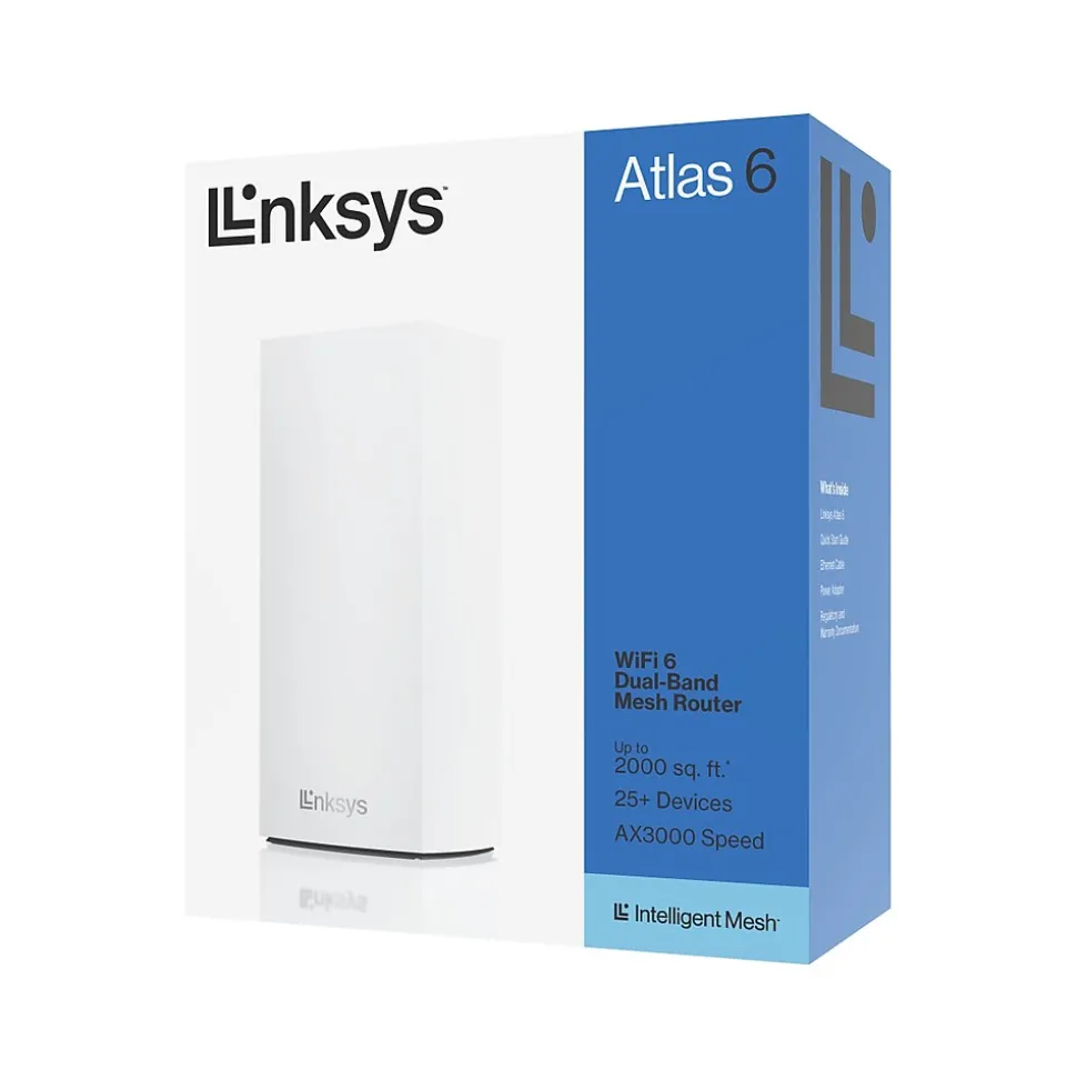 Linksys MX2000 Atlas 6 AX3000 Dual Band MU-MIMO Router, White (MX2001)