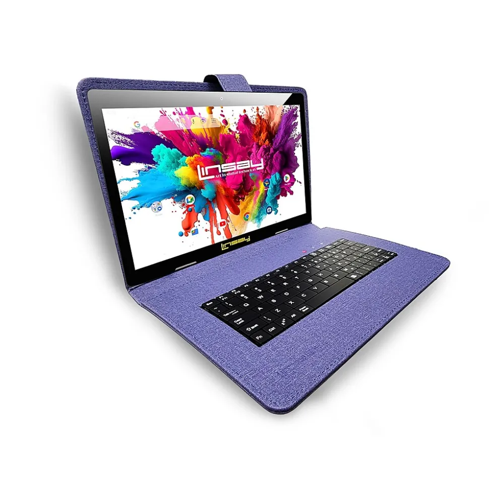 LINSAY 10.1" OCTA CORE Android 13 Tablet Bundle with Keyboard Case Backpack and Pen, 128GB, Blue (F10XIPGCLOBLUBA)