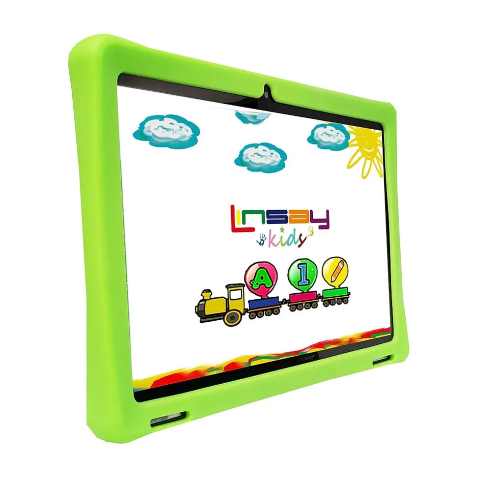 LINSAY 10.1" OCTA CORE Android 13 Tablet Bundle with Green Kids Defender Case, 128GB, Green (F10IPGKIDSG)