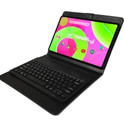 LINSAY 12 Octa Core 8GB Ram 256GB Storage Android 14 Tablet with Black Style Keyboard