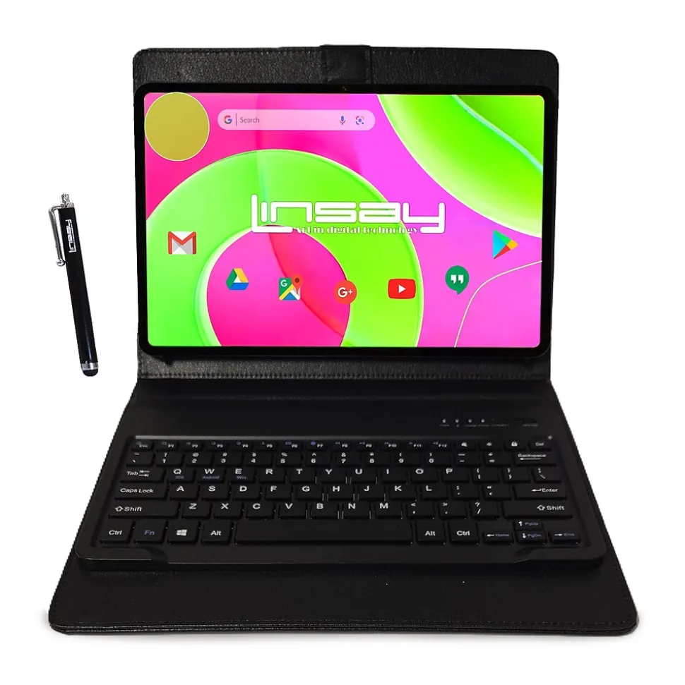 LINSAY 12 OCTA CORE 8GB Ram 256GB Storage Android 14 Tablet with Black Style Keyboard Pen Stylus