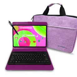 LINSAY 12 OCTA CORE 8GB RAM 256GB STORAGE Android 14 BUNDLE with PURPLE KEYBOARD CASE and TABLET BRIEFCASE