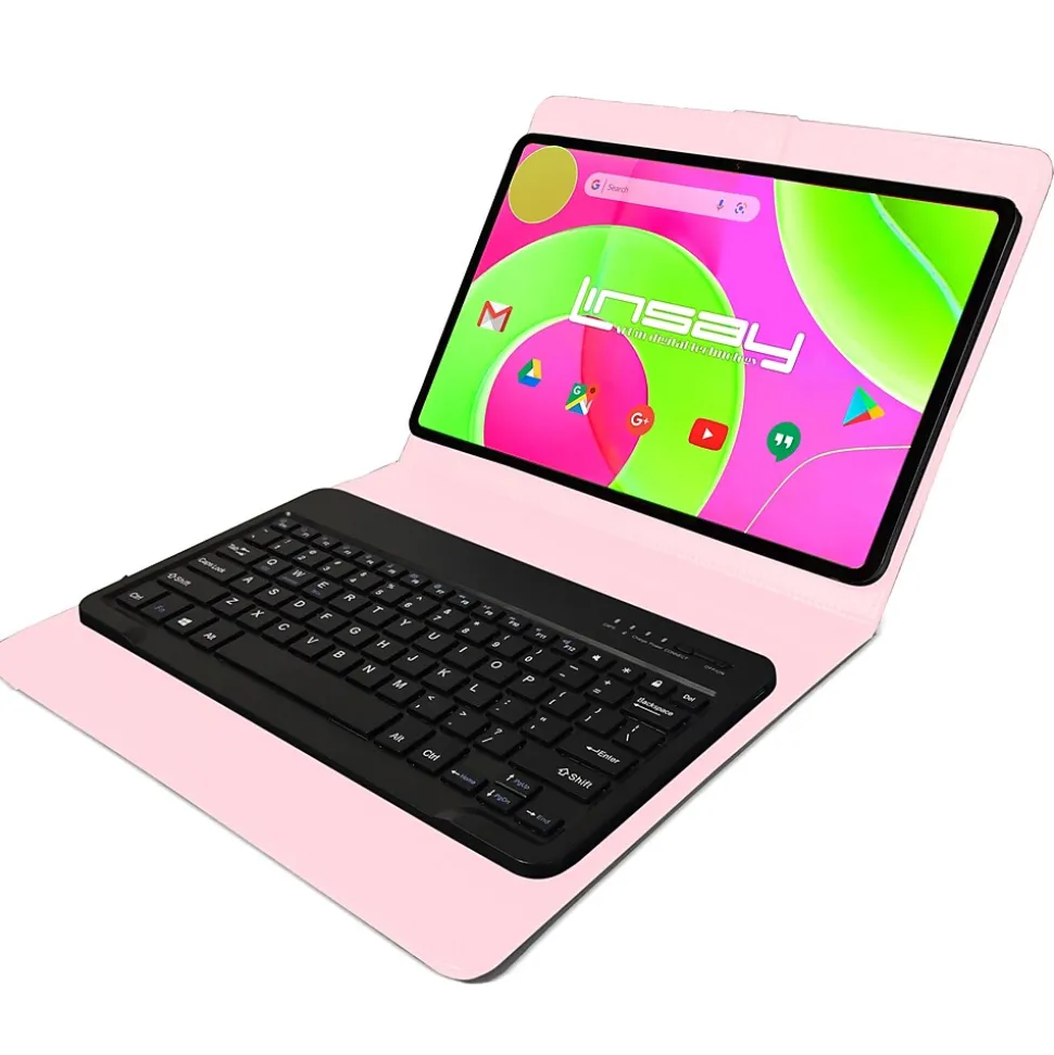 LINSAY 12 OCTA CORE 8GB RAM 256GB STORAGE Android 14 BUNDLE with PINK KEYBOARD CASE and TABLET BRIEFCASE