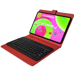 LINSAY 12" Octa Core Tablet, 8GB RAM, 256GB Storage, Android 14, Bundled with Red Style Keyboard
