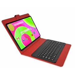 LINSAY 12" Octa Core Tablet, 8GB RAM, 256GB Storage, Android 14, Bundled with Red Keyboard, Backpack and Stylus Pen