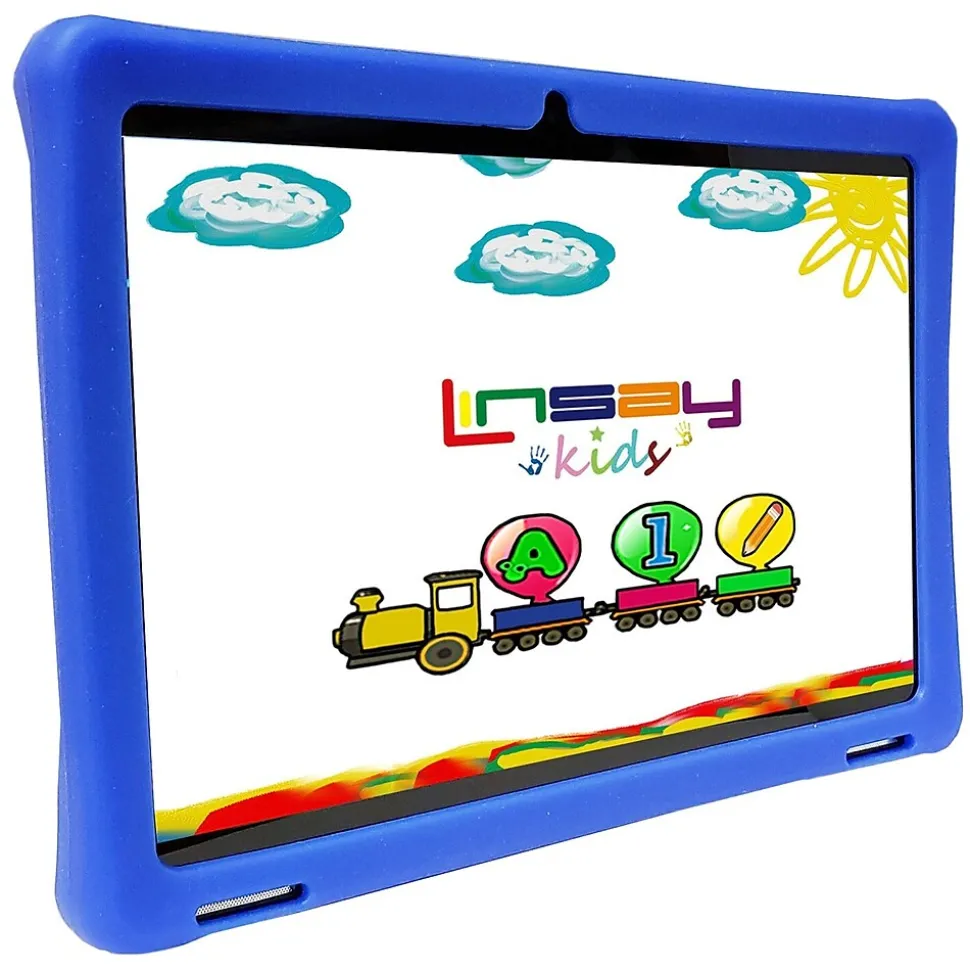 LINSAY 10.1" Octa Core Tablet, 4GB RAM, 128GB Storage, Android 13, Bundled with Blue Kids Defender Case