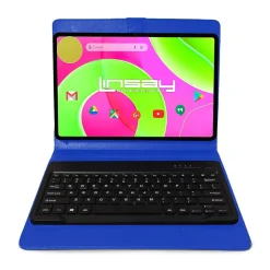 LINSAY 12" Octa Core Tablet, 8GB RAM, 256GB Storage, Android 14, Bundled with Blue Style Keyboard Bundled with App Pack