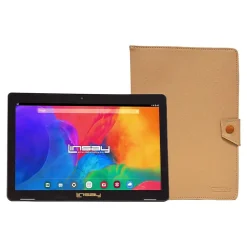 Linsay 10.1" Tablet with Case, WiFi, 2GB RAM, 64GB Storage, Android 13, Black/Light Brown (F10IPBCLBROWN)