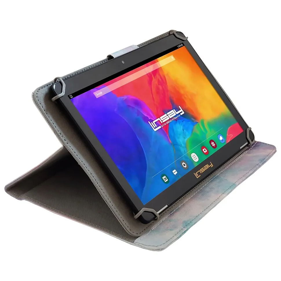 Linsay 10.1" Tablet with Pink Marble Case, 2GB Memory, 64GB Storage, Android 13, Black (F10IPCMP)