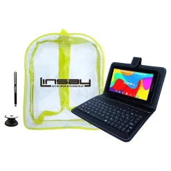 Linsay 7" Tablet with Pop-Up Holder, Stylus, Black Case & Backpack, WiFi, 2GB RAM, 64GB Storage, Android 13 (F7UHDCKBAGP)
