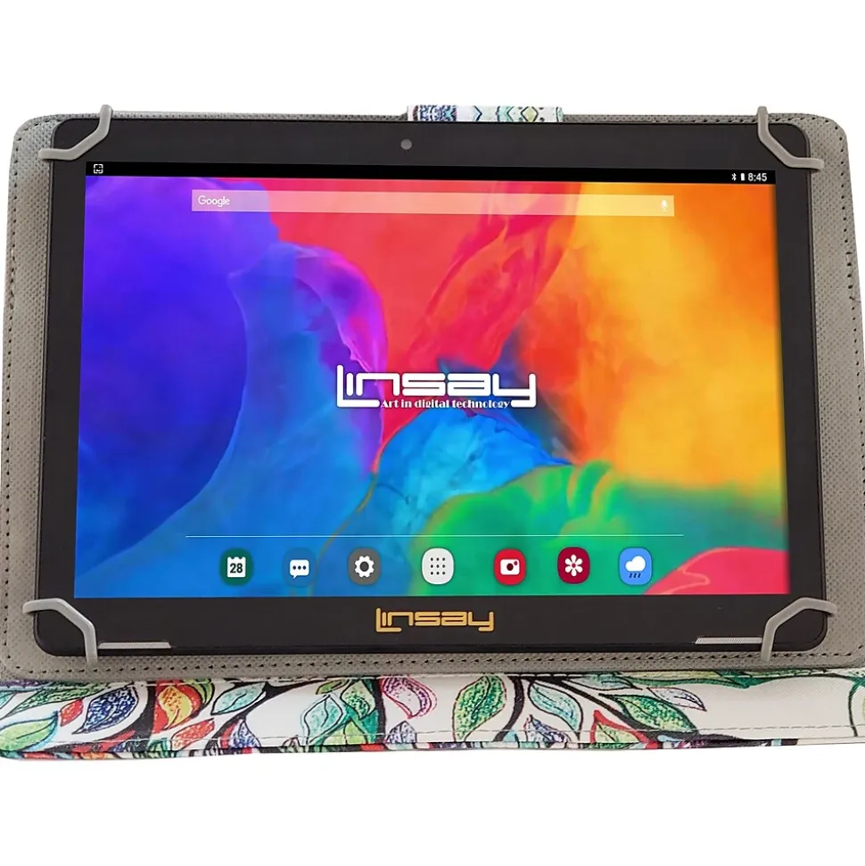 Linsay 10.1" Tablet with Tree Marble Case, 2GB RAM, 64GB Storage, Android 13, Black (F10IPCMT)