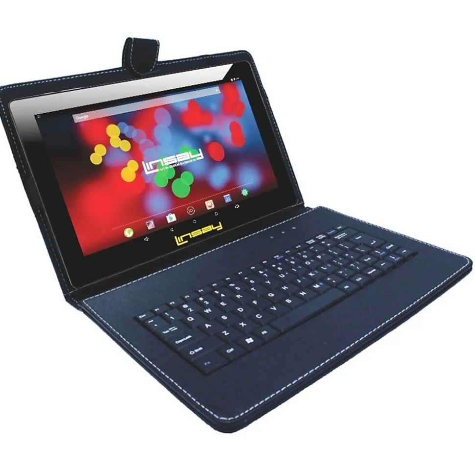 LINSAY F10 Series 10.1" Tablet, WiFi, 2GB RAM, 64GB Storage, Android 13, Black w/Black Keyboard (F10XIPSBK)