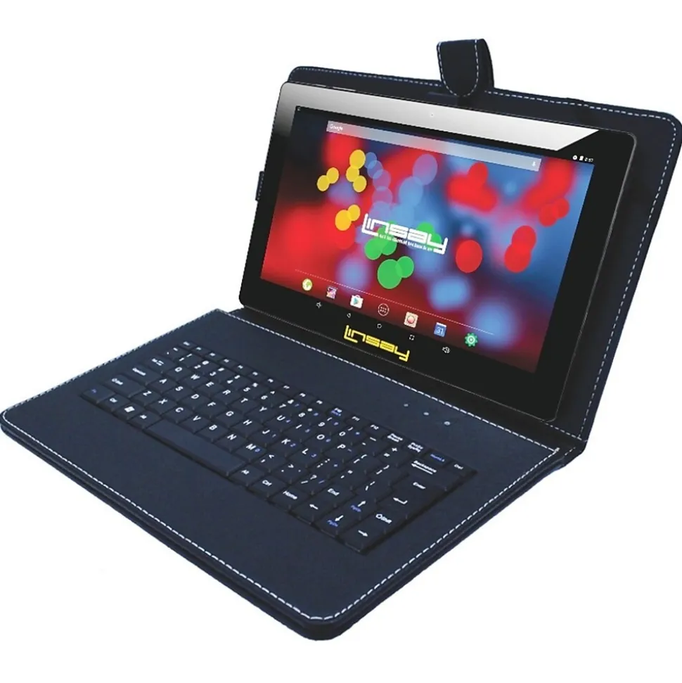 LINSAY F10 Series 10.1" Tablet, WiFi, 2GB RAM, 64GB Storage, Android 13, Black w/Black Keyboard (F10XIPSBK)