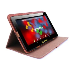 Linsay F10 Series 10.1" Tablet with Brown Leather Case, WiFi, 2GB RAM, 64GB Storage, Android 13 (F10XIPSBCLBROWN)