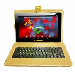 LINSAY F10 Series 10.1" Tablet, WiFi, 2GB RAM, 64GB Storage, Android 13, Black w/Golden Keyboard (F10XIPSBDG)