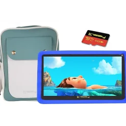 Linsay Kids' 7" Tablet with Case, Kids' Bag, and microSD Card, Wi-Fi, 2 GB RAM, 64GB, Android 13, Blue (F7UHDKIDSBBSD)