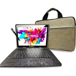 Linsay Octa Core 10.1" Tablet, 4GB RAM, 128GB Storage, Android 13, Bundled with Oracle Keyboard Case, Briefcase and Stylus Pen