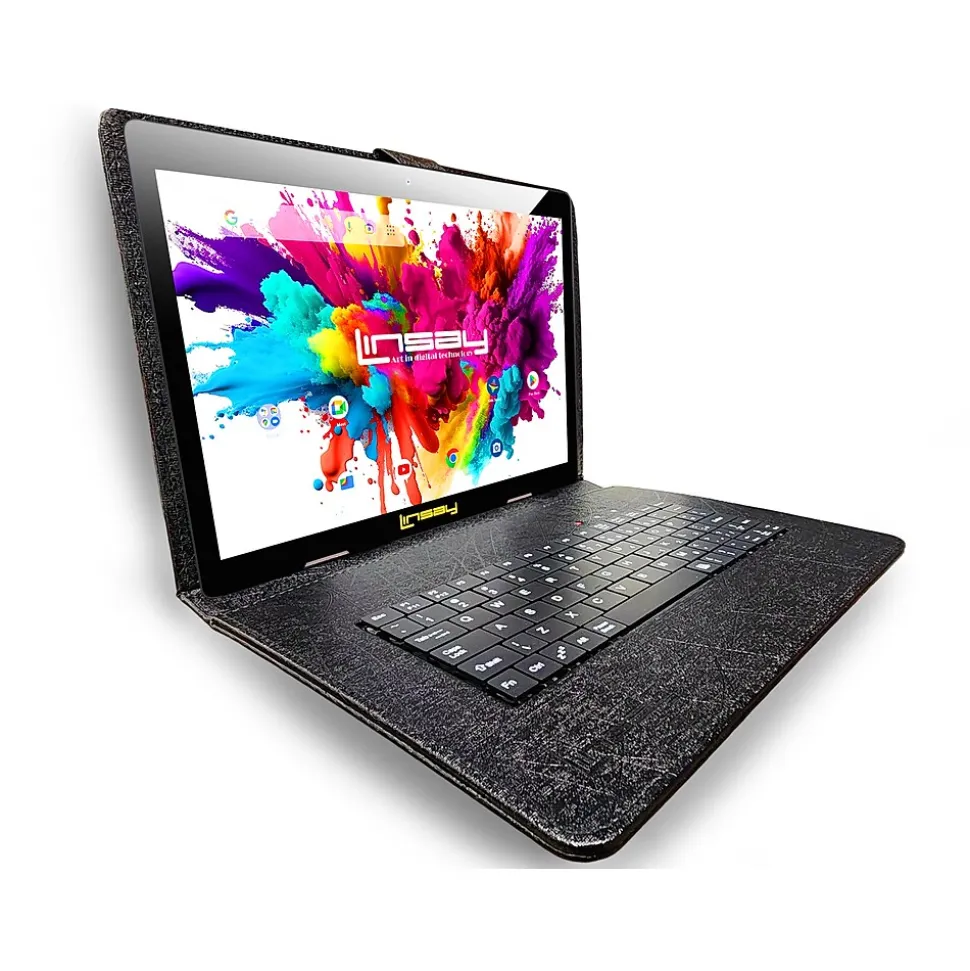 Linsay Octa Core 10.1" Tablet, 4GB RAM, 128GB Storage, Android 13, Bundled with Oracle Keyboard Case, Briefcase and Stylus Pen