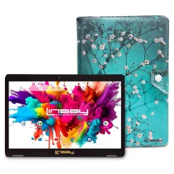 Linsay Octa Core 10.1" Tablet, 4GB RAM, 128GB Storage, Android 13, Bundled with Flowers Marble Case and Stylus Pen