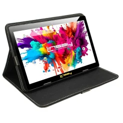 Linsay Octa Core 10.1" Tablet, 4GB RAM, 128GB Storage, Android 13, Bundled with Black Leather Case and Stylus Pen
