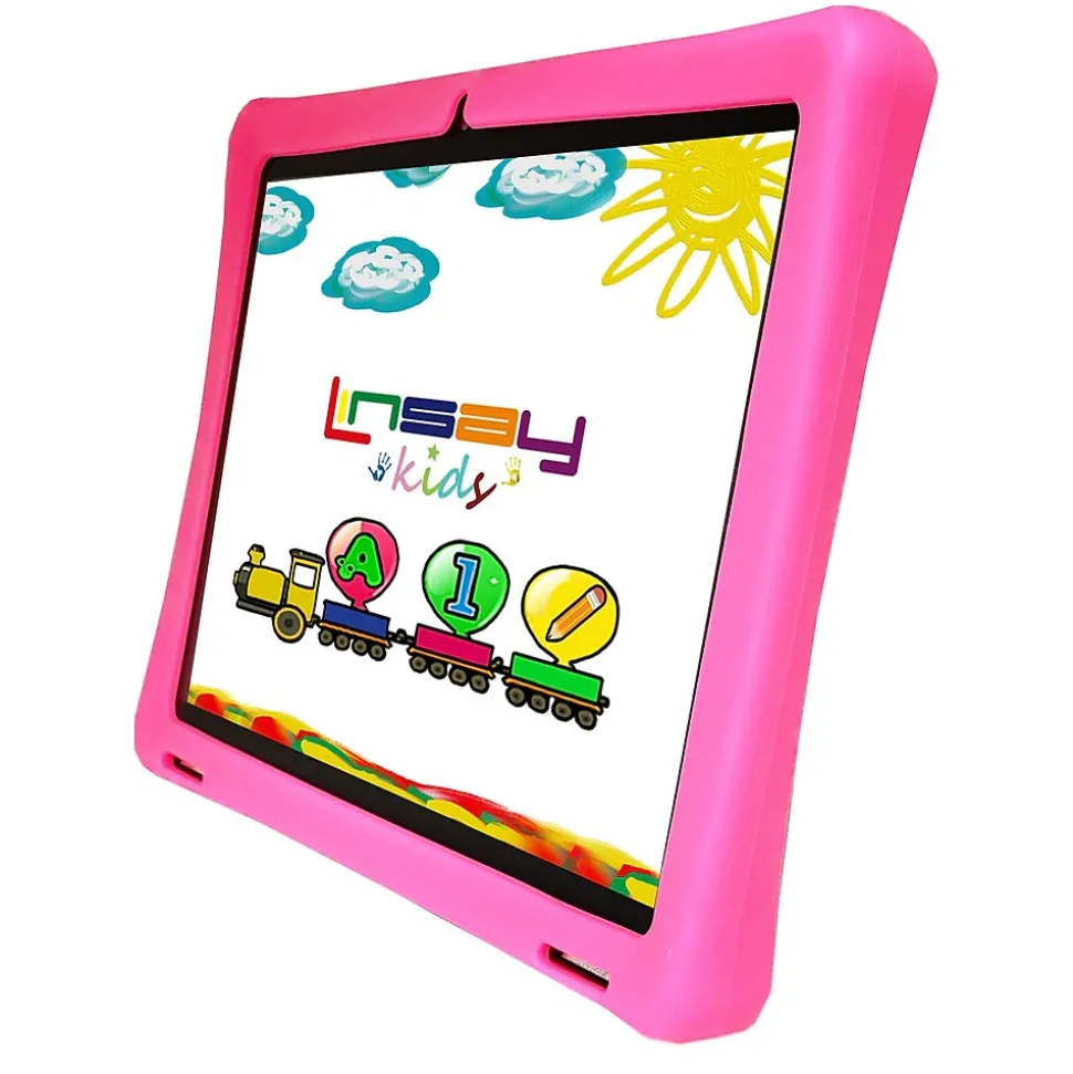 Linsay Octa Core 10.1" Tablet, 4GB RAM, 128GB Storage, Android 13, Bundled with Pink Kids Case