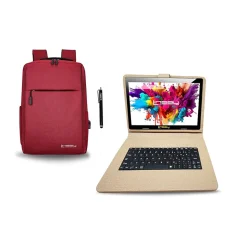 Linsay Octa Core 10.1" Tablet, 4GB RAM, 128GB Storage, Android 13, Bundled with Keyboard Case and Backpack