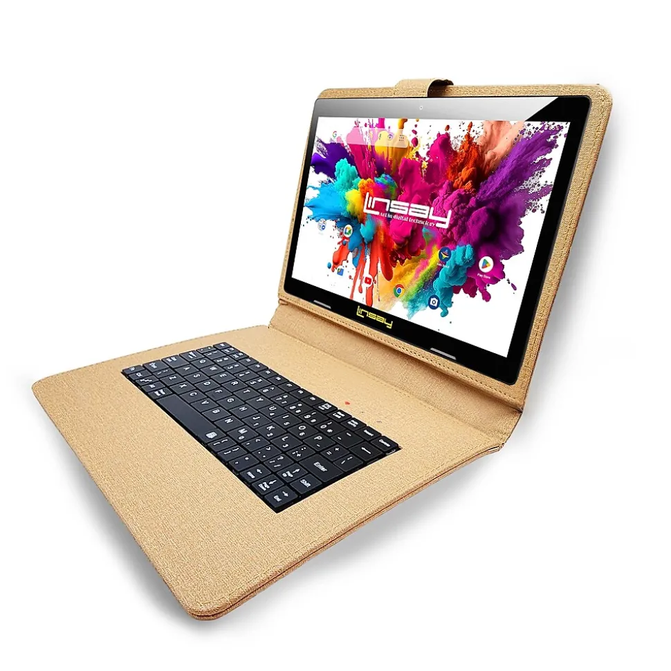 Linsay Octa Core 10.1" Tablet, 4GB RAM, 128GB Storage, Android 13, Bundled with Keyboard Case and Backpack