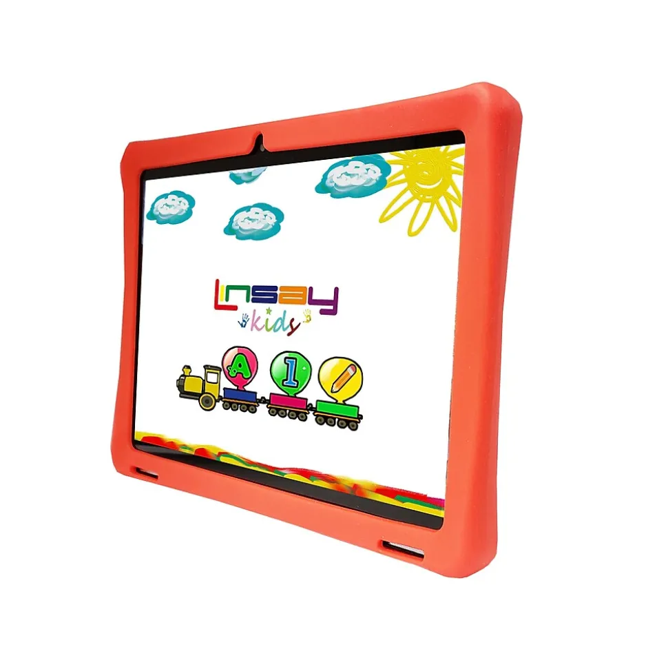 Linsay Octa Core 10.1" Tablet, 4GB RAM, 128GB Storage, Android 13, Bundled with Red Kids Case, Backpack and Stylus Pen