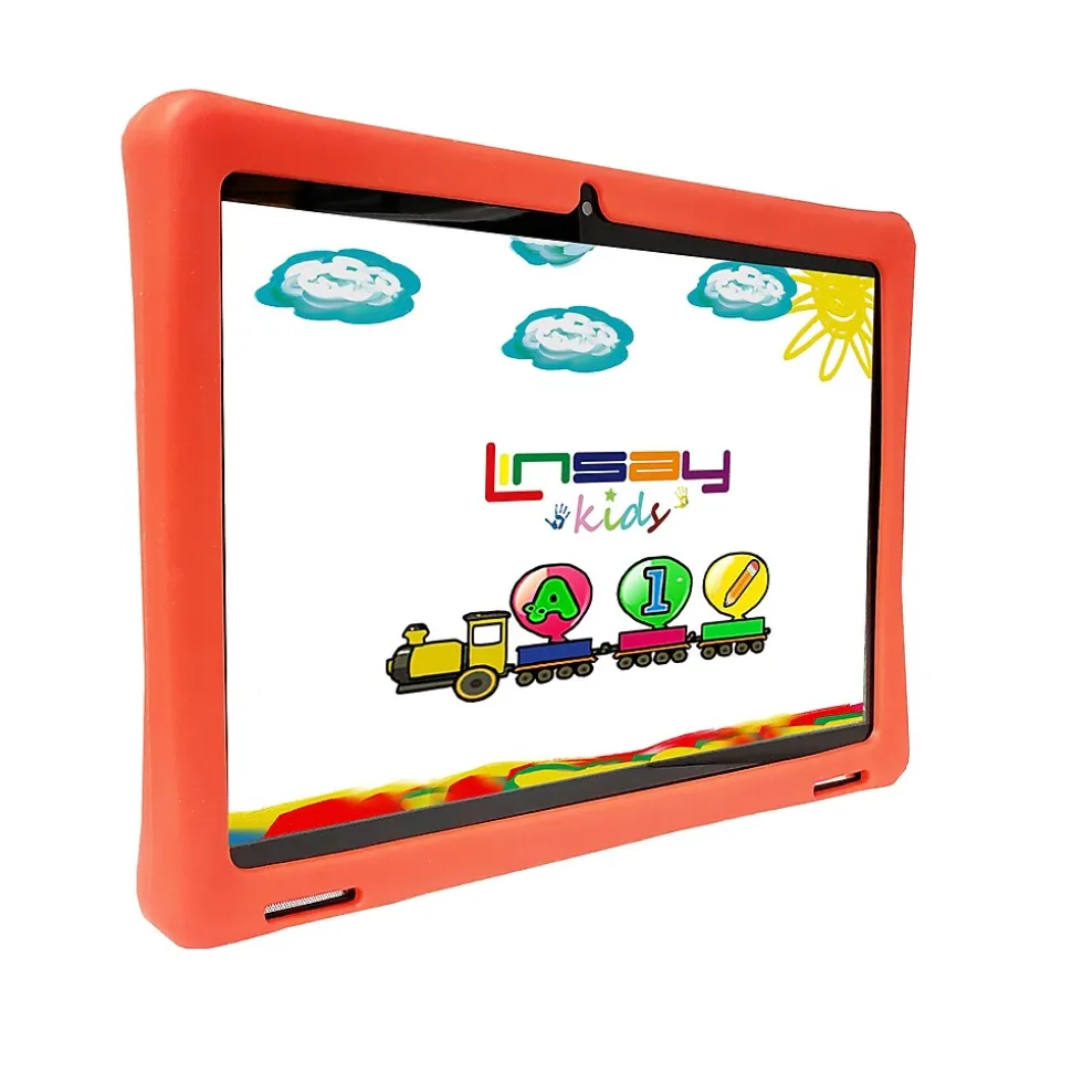 Linsay Octa Core 10.1" Tablet, 4GB RAM, 128GB Storage, Android 13, Bundled with Red Kids Case, Backpack and Stylus Pen
