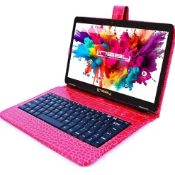 Linsay Octa Core 10.1" Tablet, 4GB RAM, 128GB Storage, Android 13, Bundled with Red Crocodile Keyboard and Stylus Pen