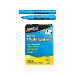 Liqui-Mark Tank Fluorescent Highlighter, Chisel Tip, Blue, Dozen (60823)