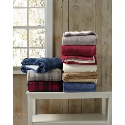 L.L.Bean Wicked Plush Sherpa Throw, Large, Mountain Red (1000095118)