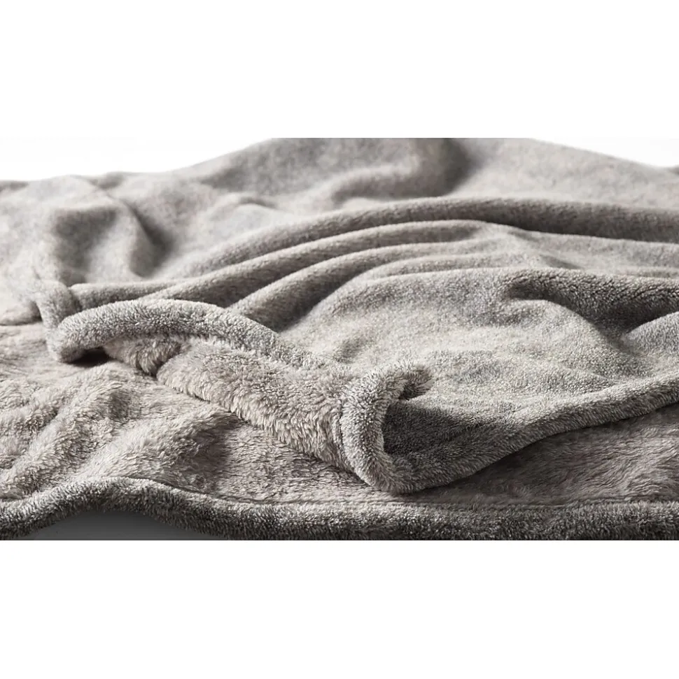 L.L.Bean Wicked Plush Throw, Large, Charcoal Gray Heather (1000095161)