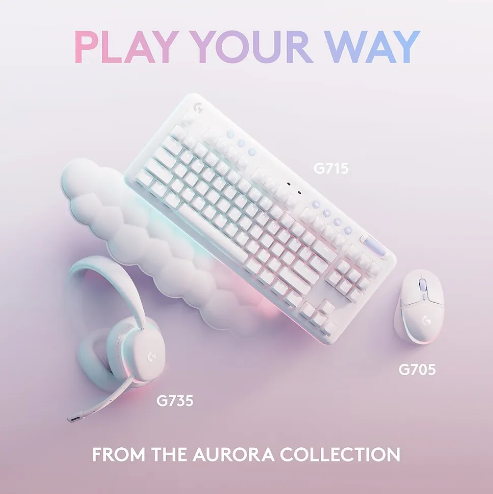 Logitech Aurora G705 Wireless Optical Gaming Mouse, White Mist (910-006365)