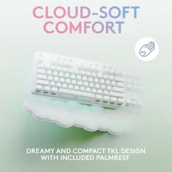 Logitech Aurora G715 Wireless Ergonomic Gaming Keyboard, White Mist (920-010453)