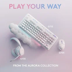 Logitech Aurora G715 Wireless Ergonomic Gaming Keyboard, White Mist (920-010453)