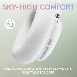 Logitech Aurora Wireless Gaming Over-Ear Headphones, Bluetooth, White Mist (981-001082)