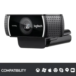 Logitech C922 Pro Stream Webcam 1080P Camera for HD Video Streaming, Black (960-001087)